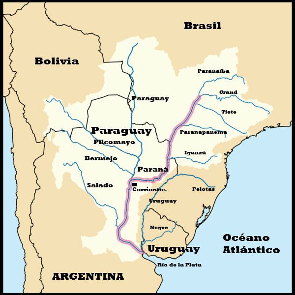 mapa del rio parana